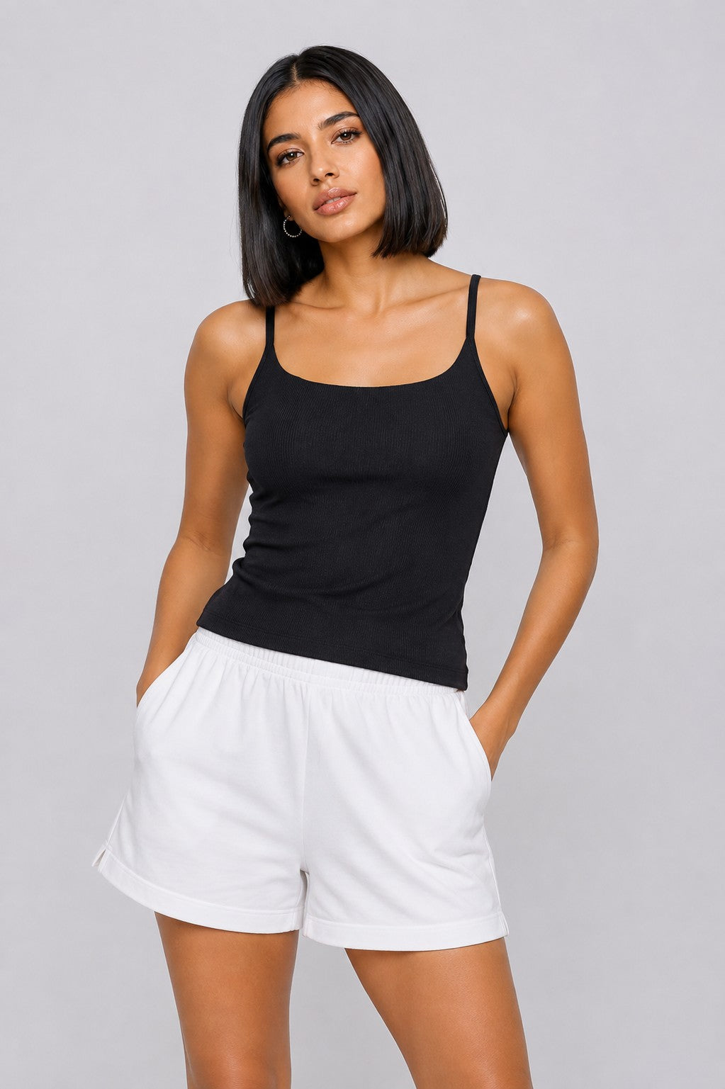 Women Regular Fit Black Solid Camisole With Built Bra - Image 2