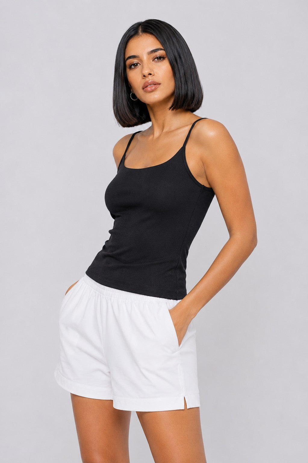 Women Regular Fit Black Solid Camisole With Built Bra - Image 4
