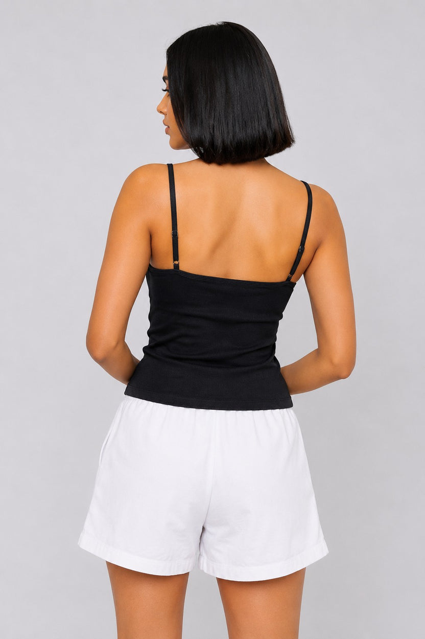 Women Regular Fit Black Solid Camisole With Built Bra - Image 5