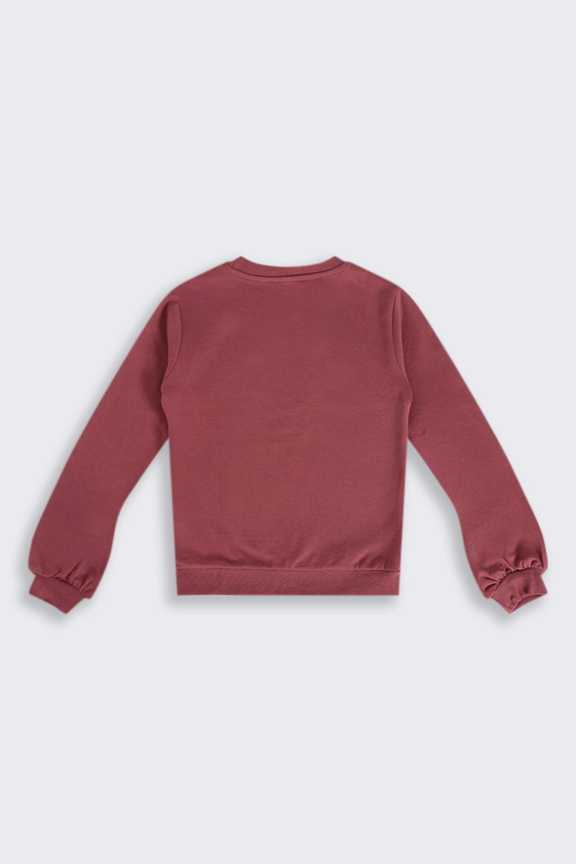 Tweens Girls Relaxed Fit Mauve Graphic Printed Sweatshirt - Image 4