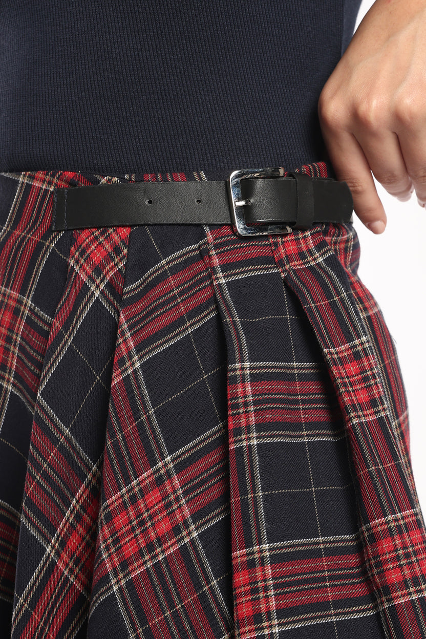 Womens Multi-coloured Checked Pleated Mini Skirt - Image 3
