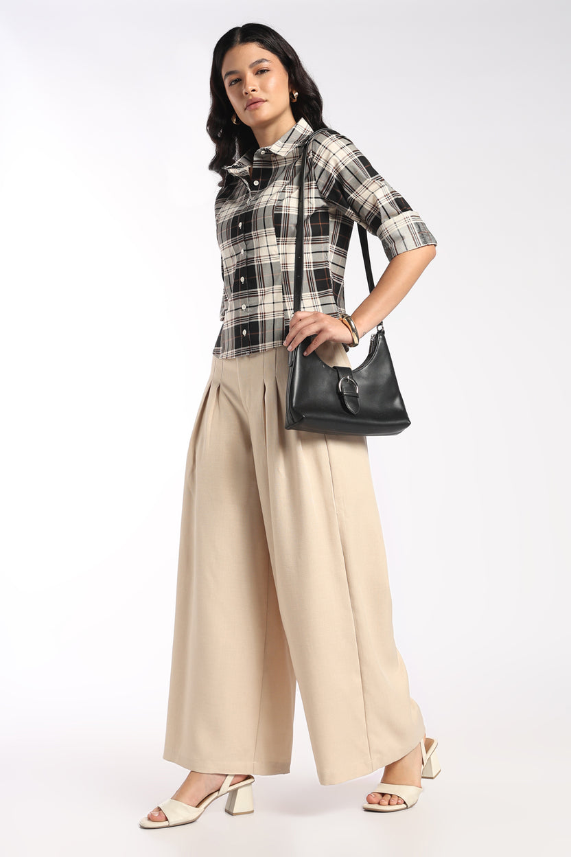 Womens Slim Fit Black Checked Stretch Shirt - Image 6