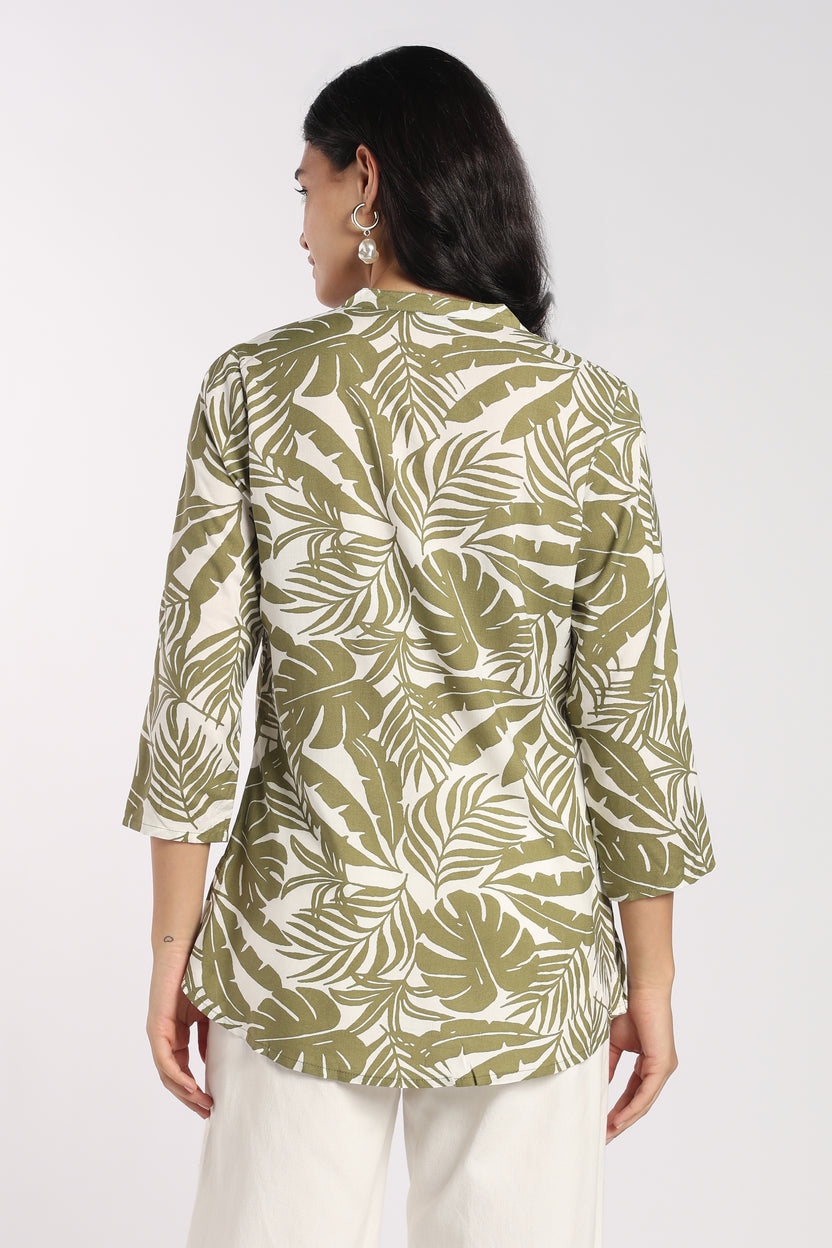 Womens Regular Fit Sage Tropical Print Tunic - Image 5