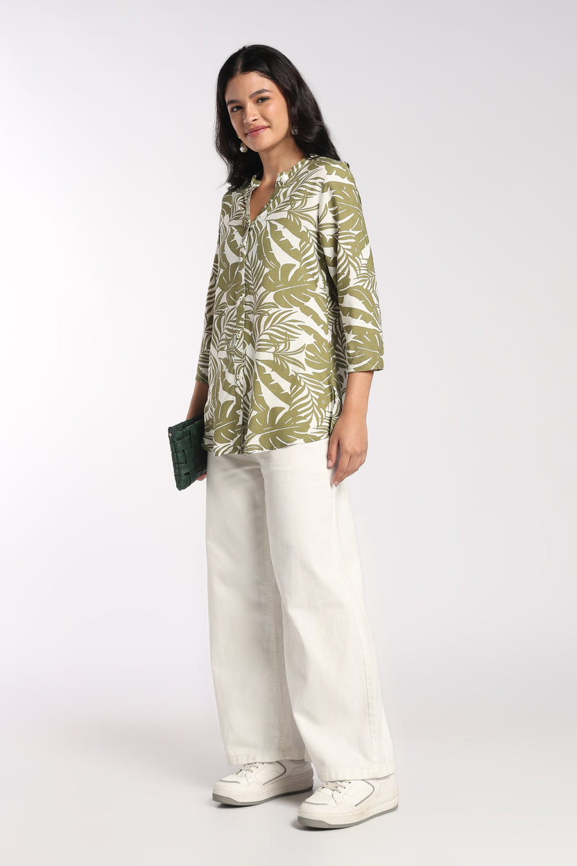 Womens Regular Fit Sage Tropical Print Tunic - Image 6