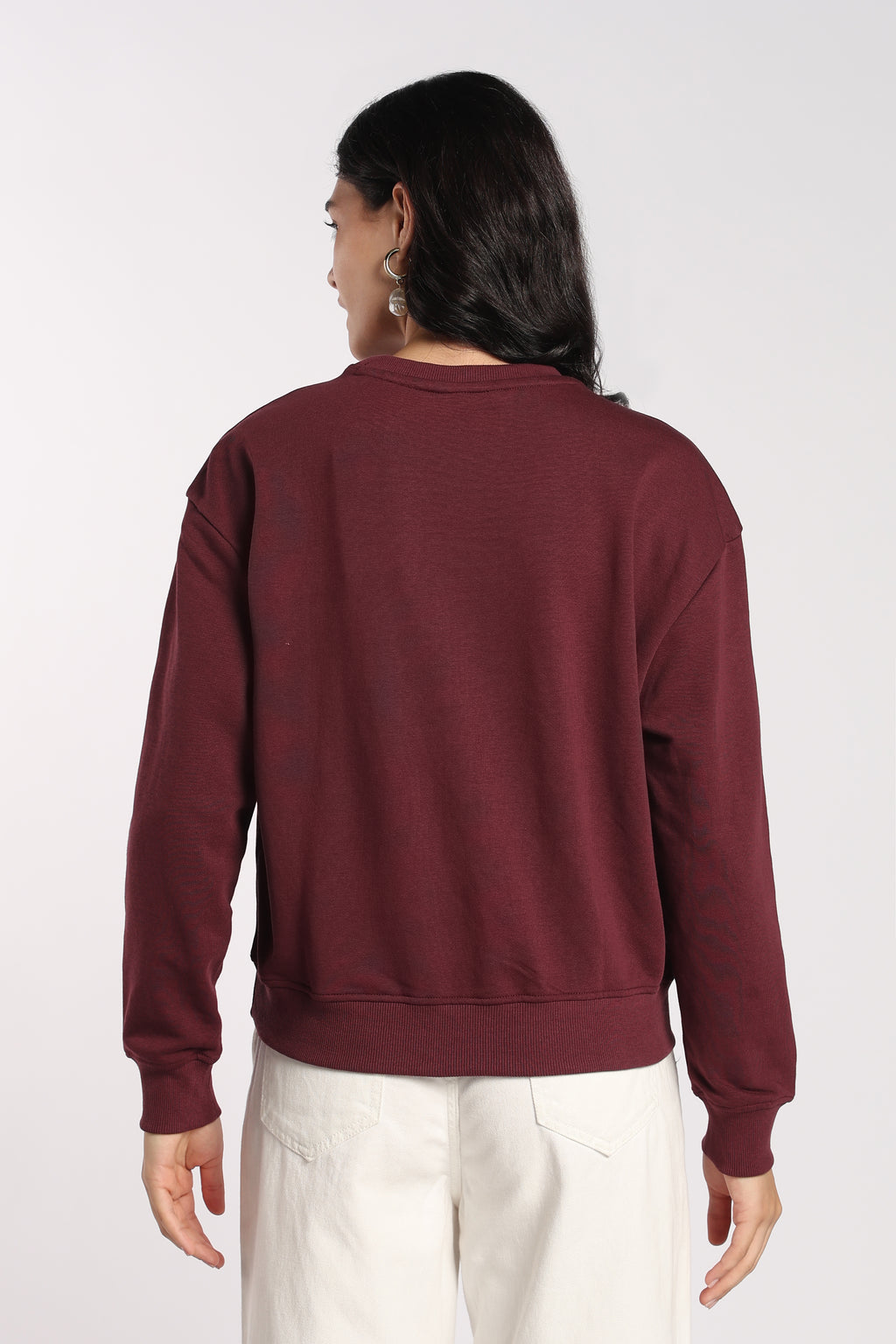 Womens Regular Maroon Flock Printed Sweatshirt - Image 5