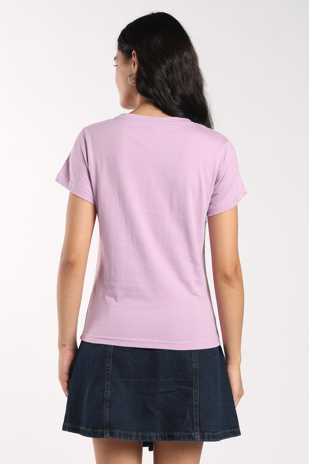 Womens Regular Fit Lilac Graphic Printed T-Shirt - Image 5