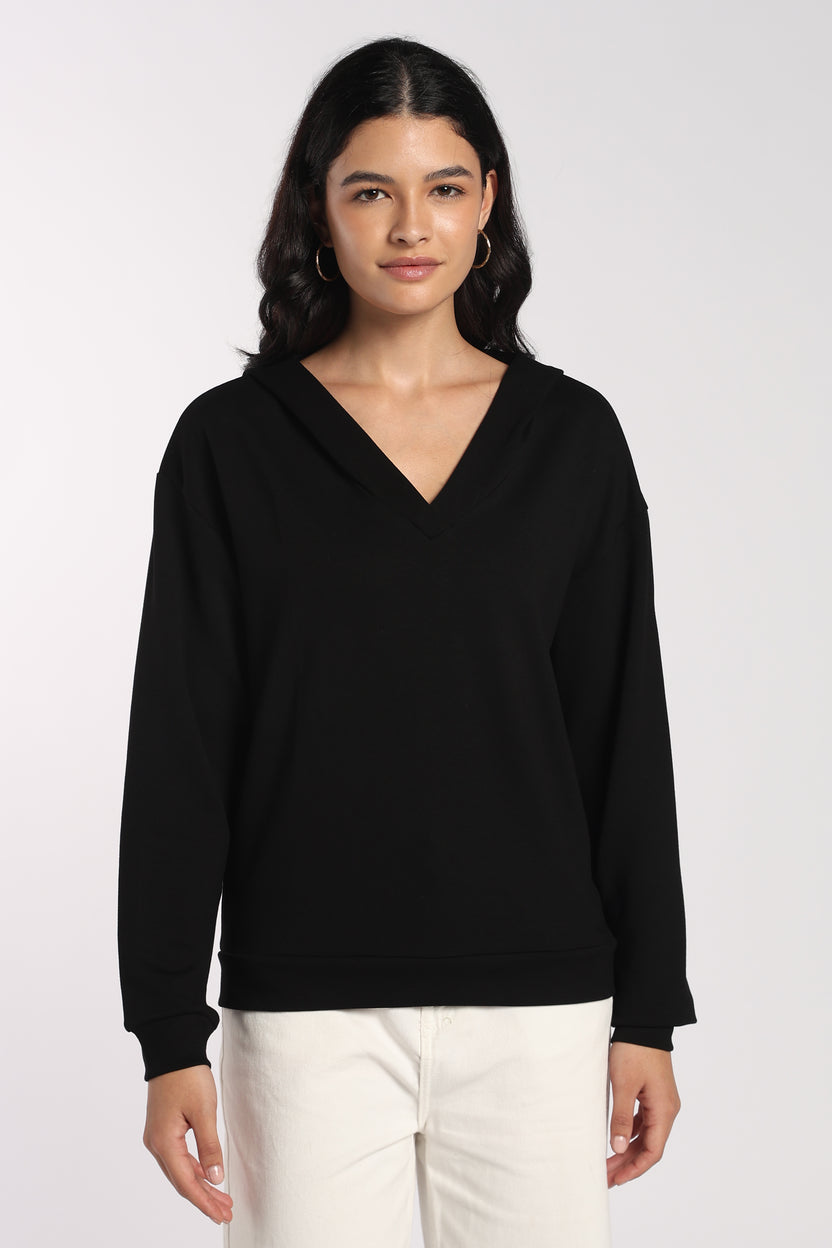 Womens Regular Fit Black V-Neck Top - Image 2