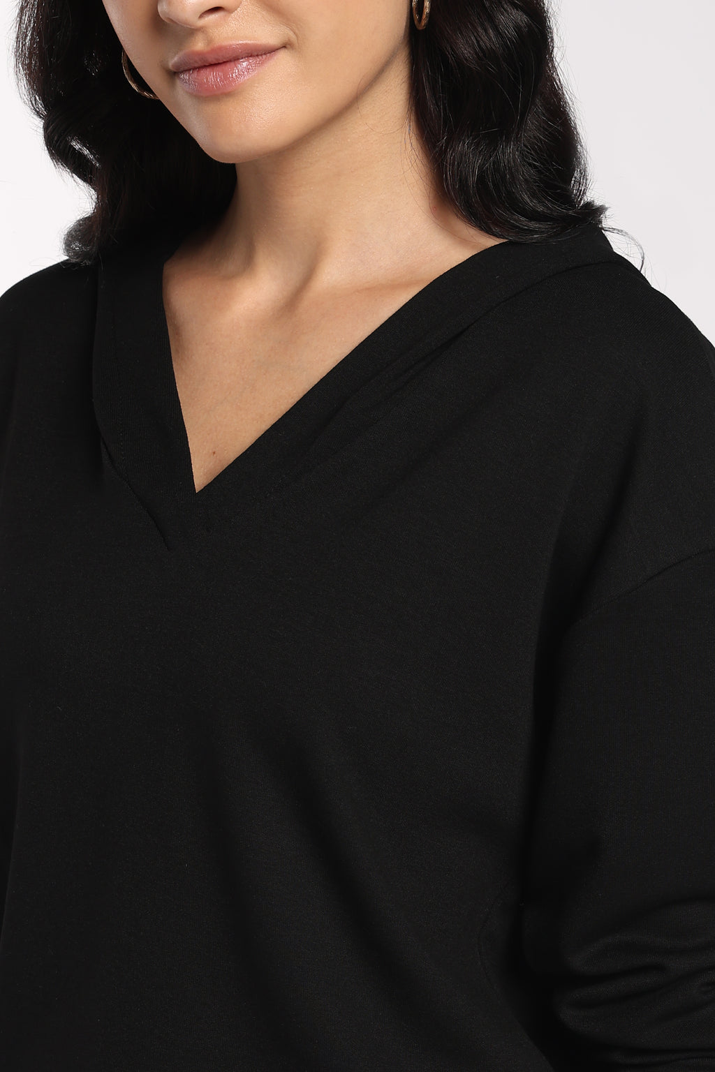 Womens Regular Fit Black V-Neck Top - Image 3