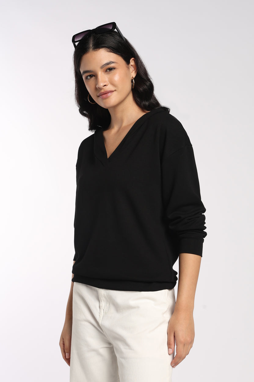Womens Regular Fit Black V-Neck Top - Image 4