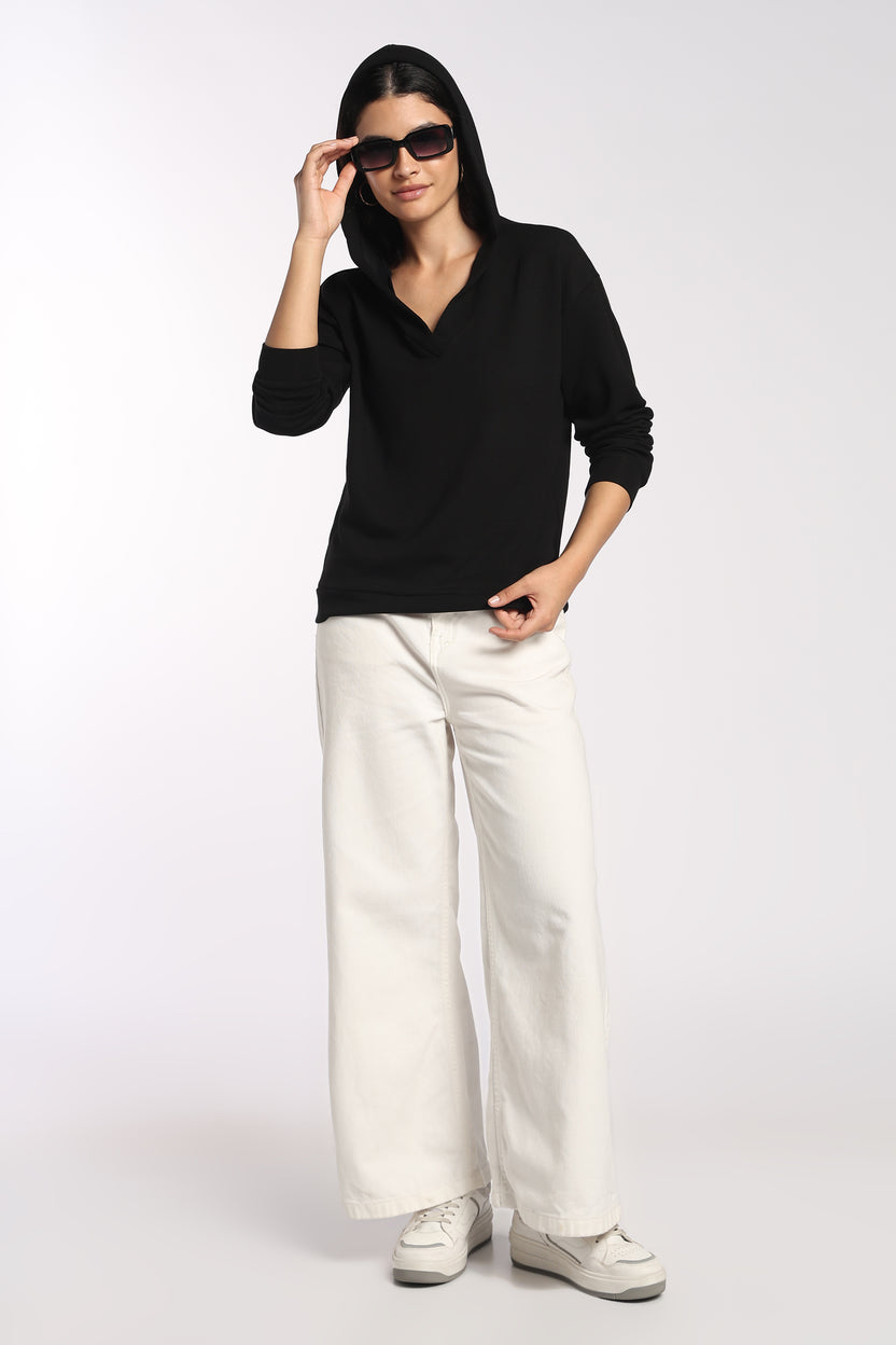 Womens Regular Fit Black V-Neck Top - Image 6