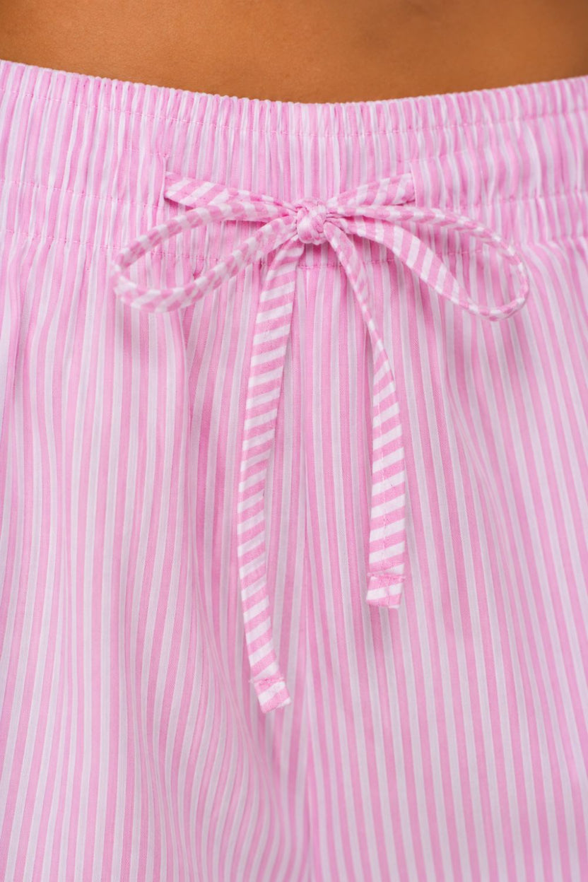Womens Pink Striped Ruffle Hem Shorts - Image 3