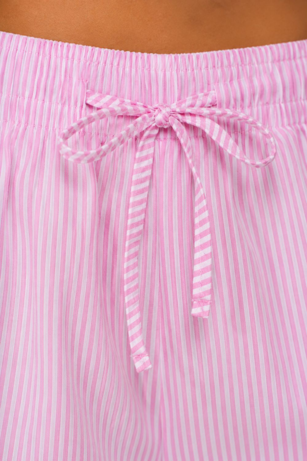 Womens Pink Striped Ruffle Hem Shorts - Image 3