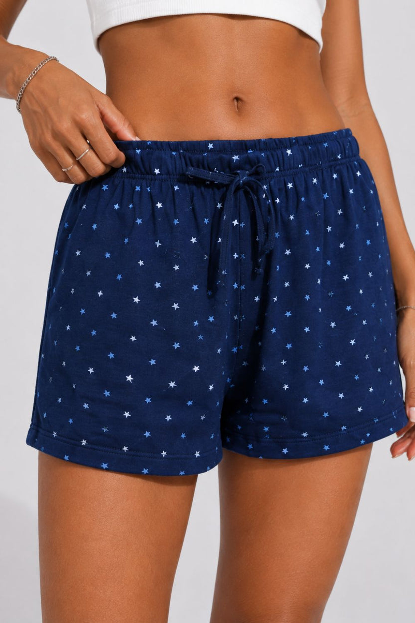 Womens Regular Fit Navy Star Print Shorts - Image 3