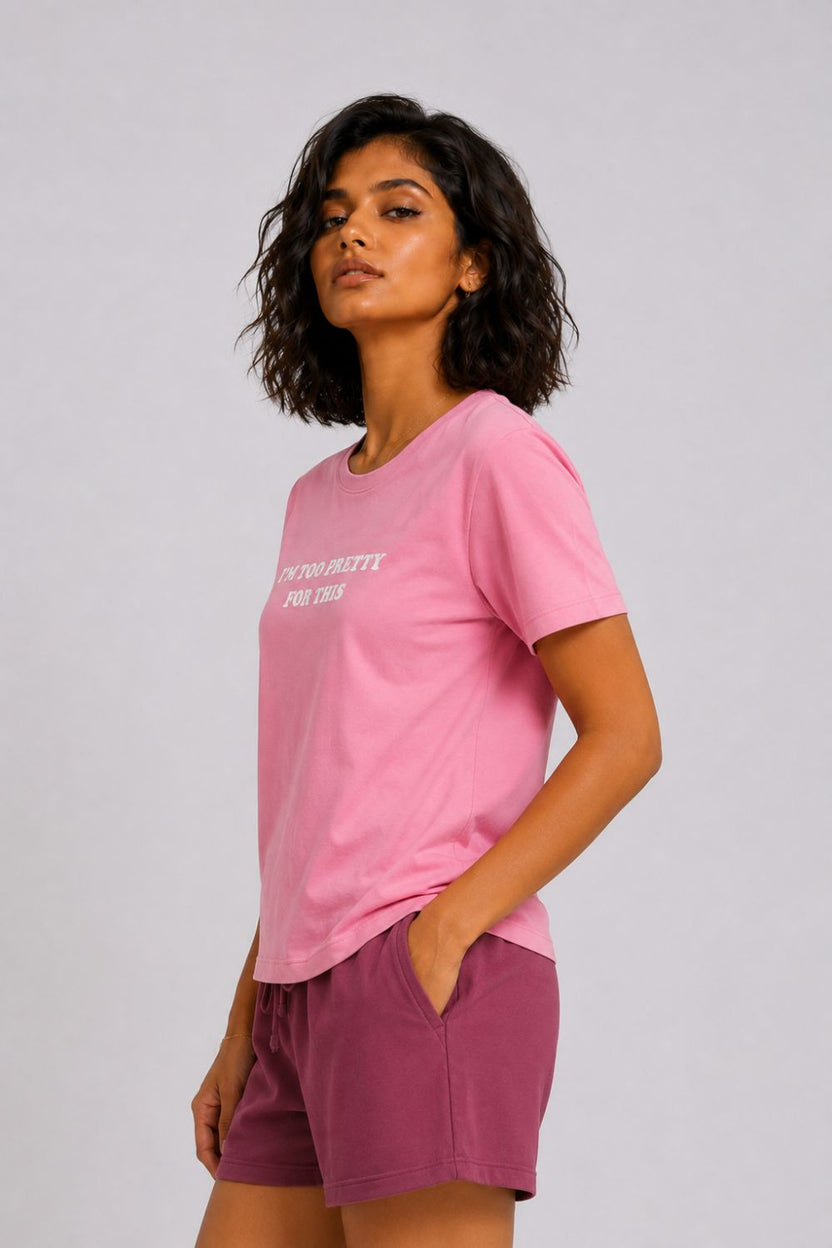 Womens Regular Fit Pink Graphic Printed T-Shirt - Image 4