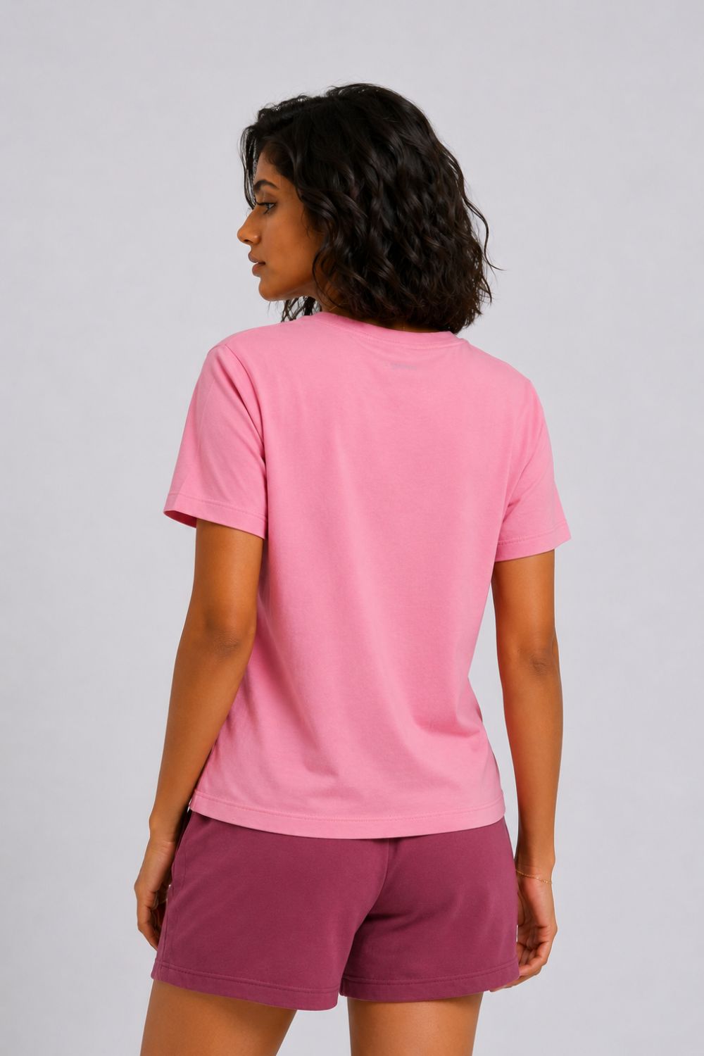 Womens Regular Fit Pink Graphic Printed T-Shirt - Image 5