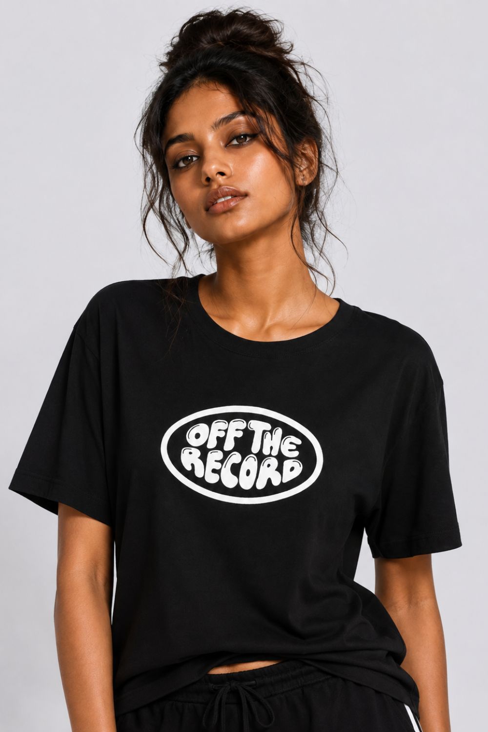 Womens Regular Fit Black Typography Printed T-Shirt - Image 2