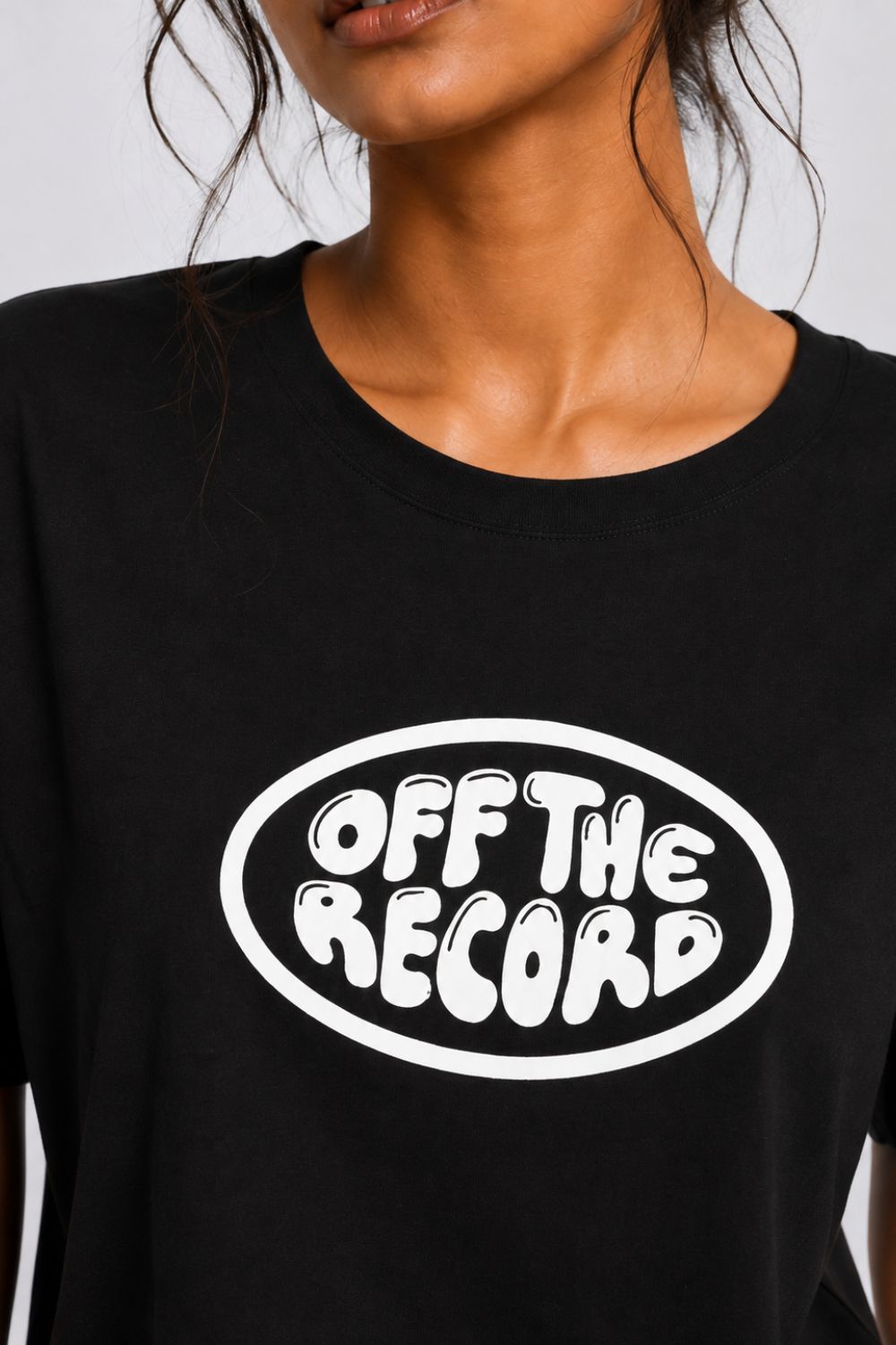 Womens Regular Fit Black Typography Printed T-Shirt - Image 3
