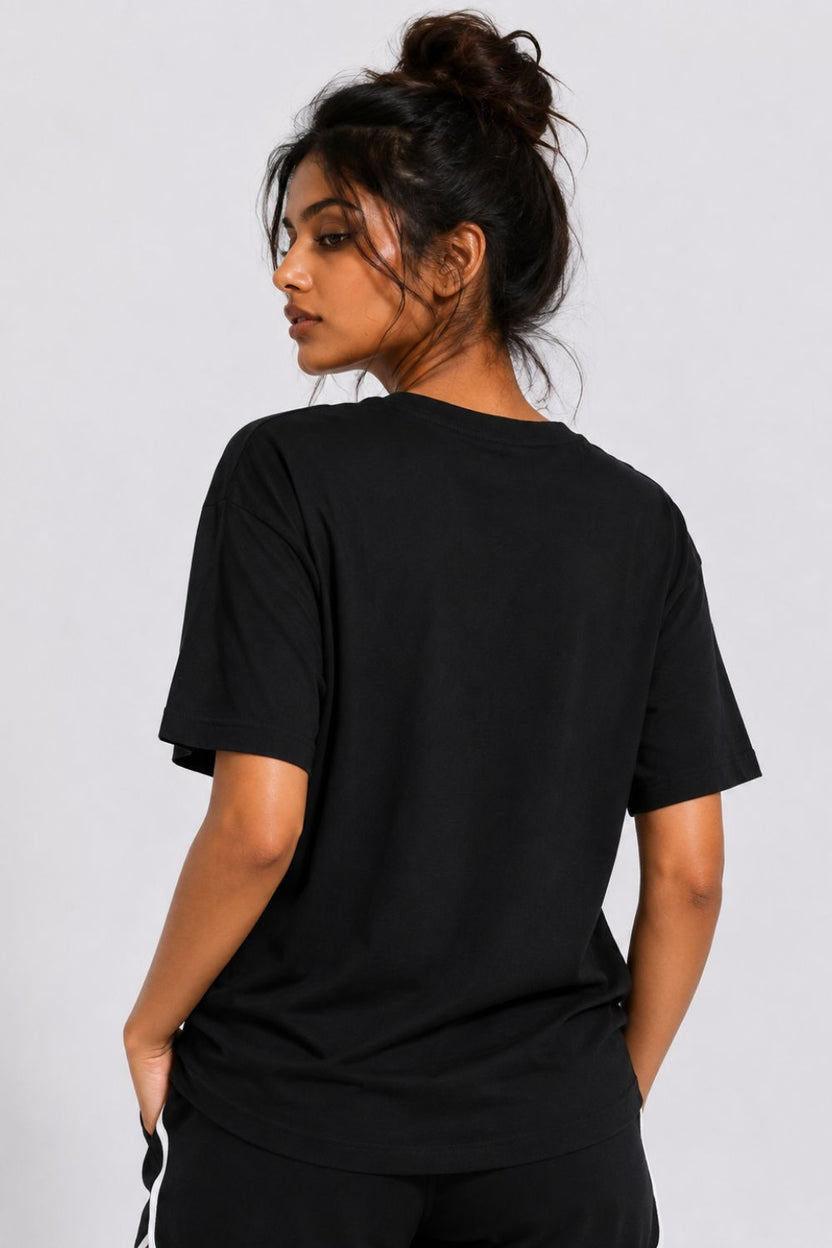 Womens Regular Fit Black Typography Printed T-Shirt - Image 5