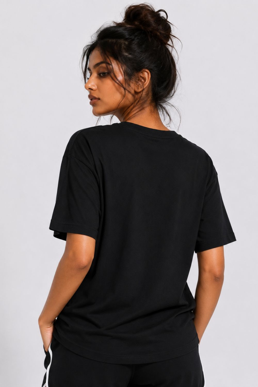Womens Regular Fit Black Typography Printed T-Shirt - Image 5