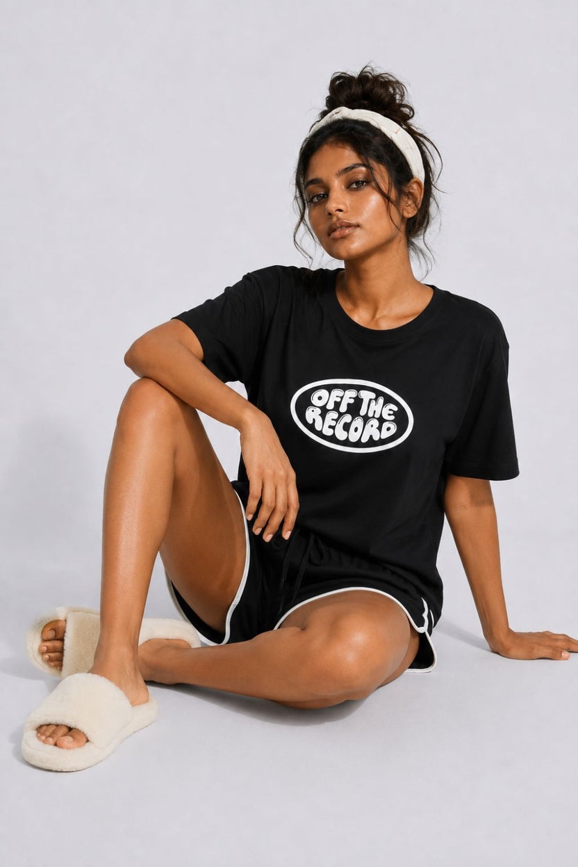 Womens Regular Fit Black Typography Printed T-Shirt - Image 6