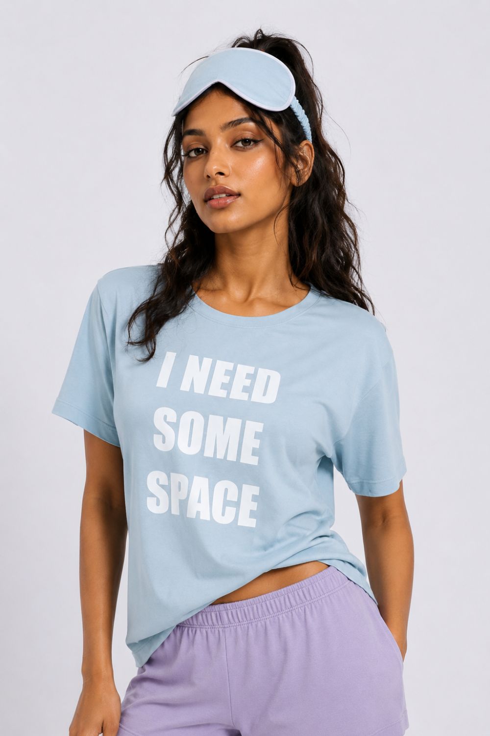 Womens Regular Fit Blue Typography Printed T-Shirt - Image 7