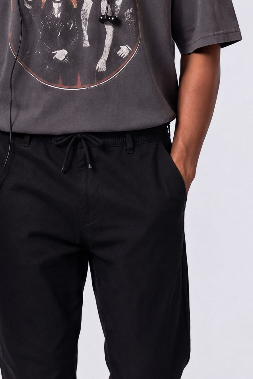 Mens Regular Fit Black Drawstring Trouser - Image 3