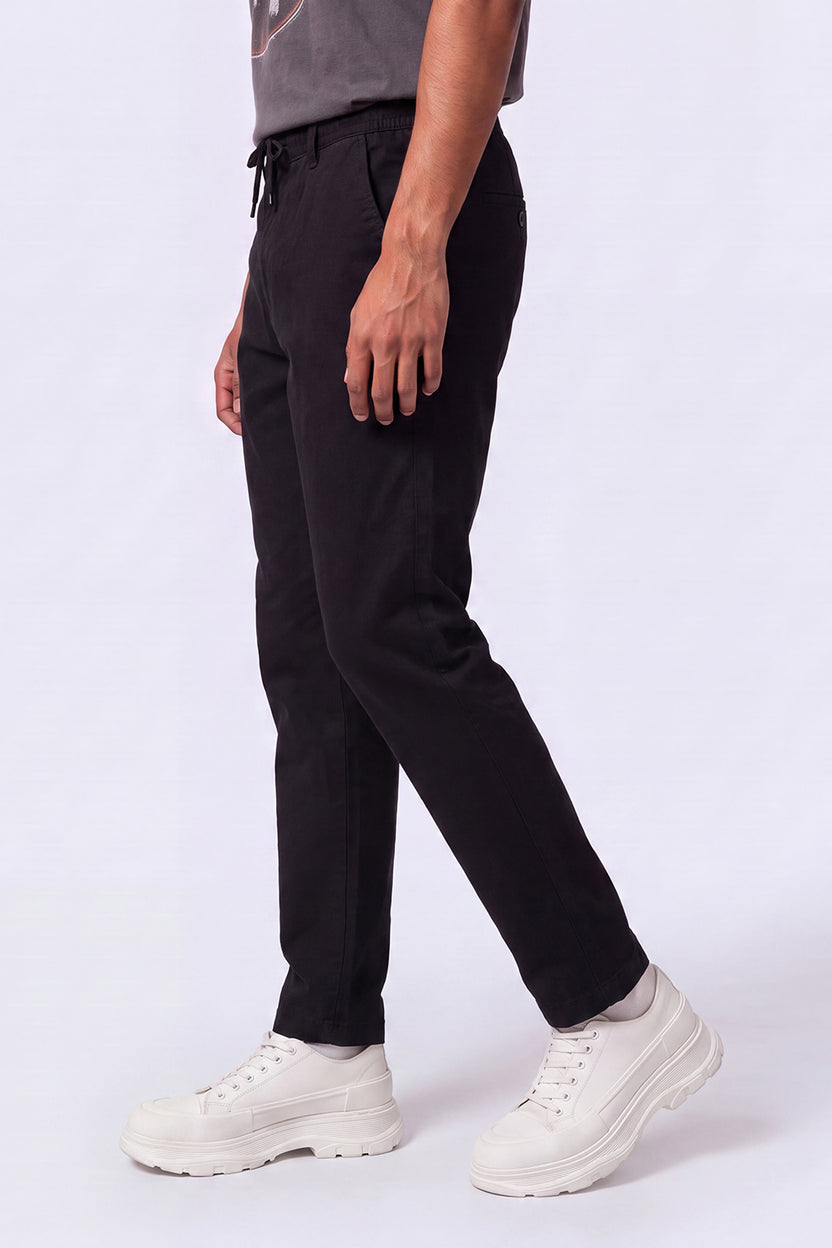 Mens Regular Fit Black Drawstring Trouser - Image 4