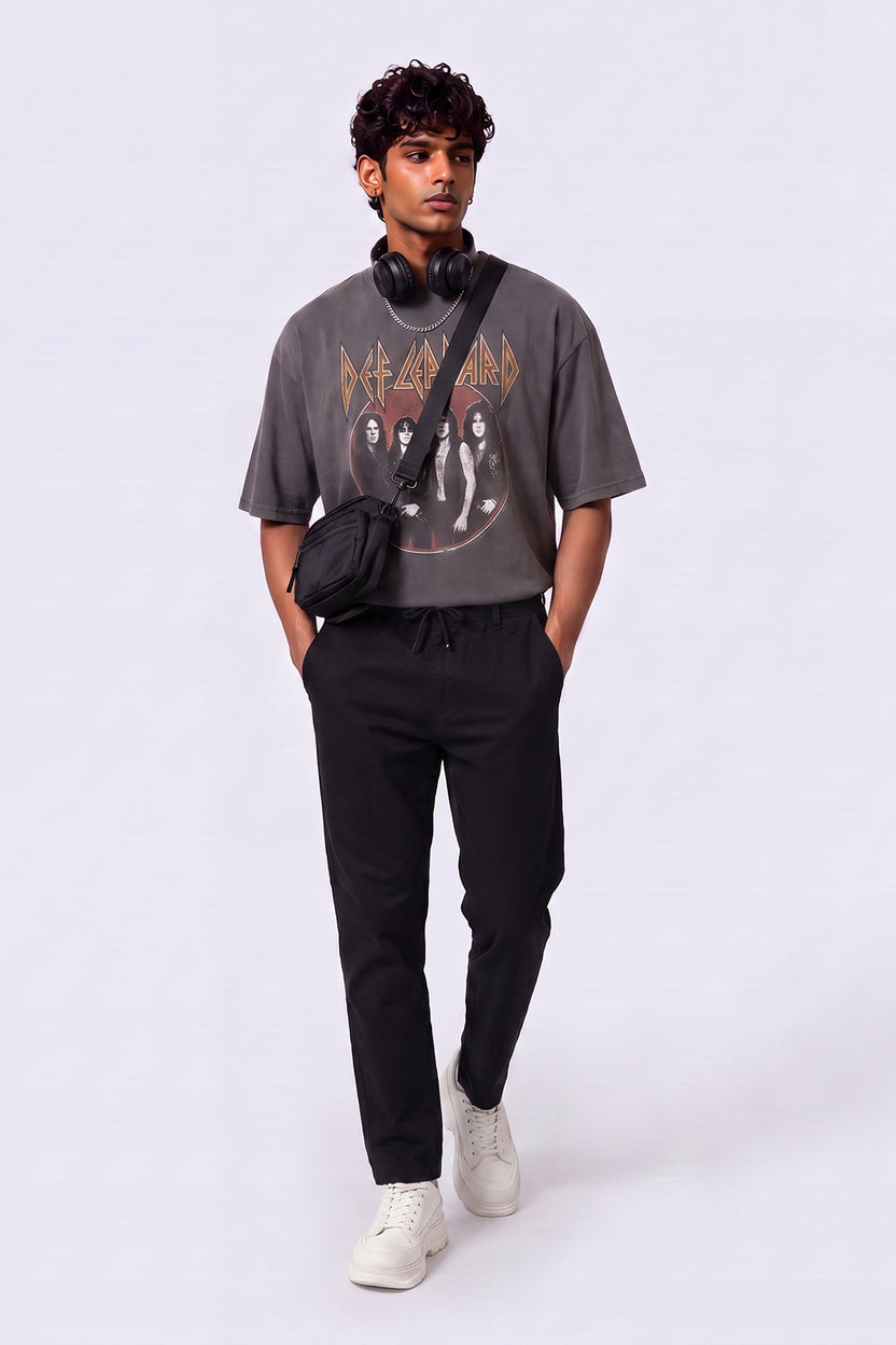 Mens Regular Fit Black Drawstring Trouser - Image 6