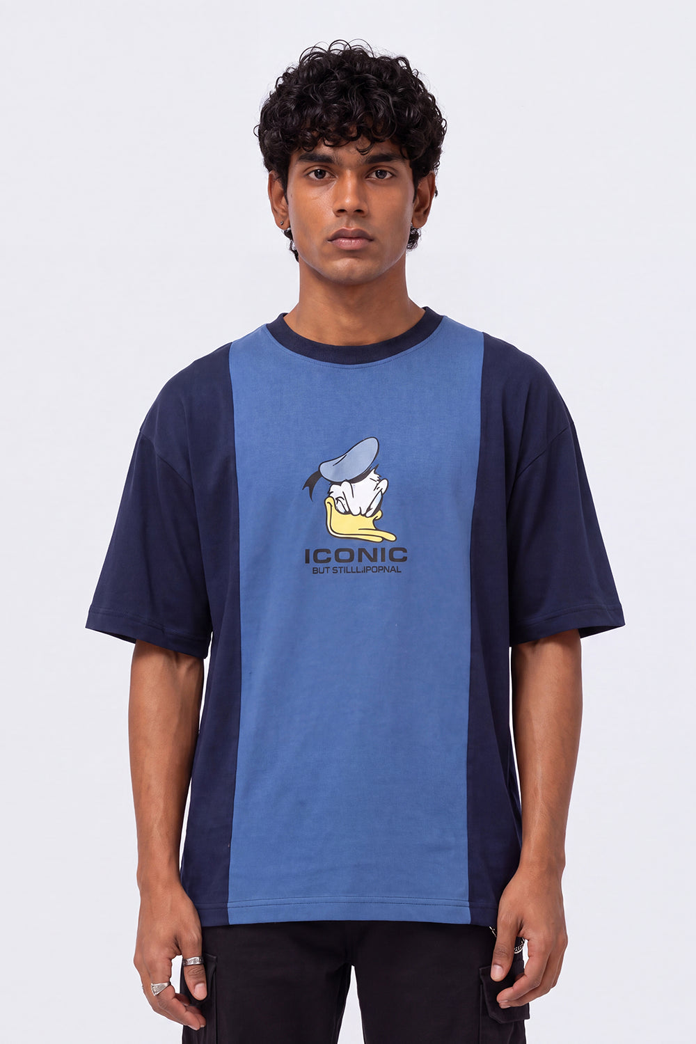Mens Regular Fit Blue Colourblocked T-Shirt - Image 2