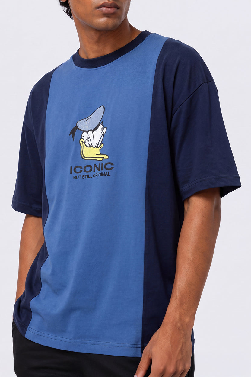 Mens Regular Fit Blue Colourblocked T-Shirt - Image 3
