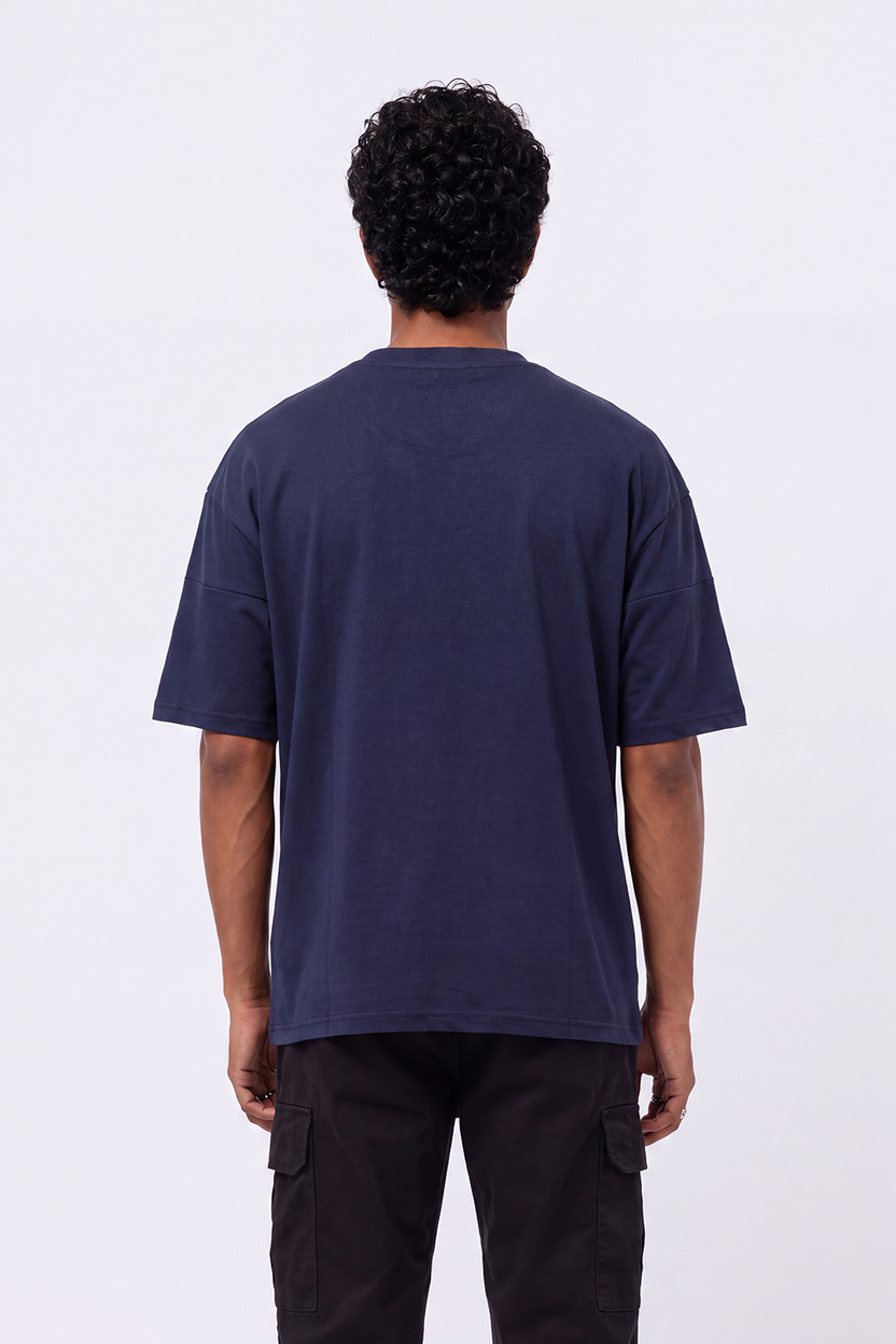 Mens Regular Fit Blue Colourblocked T-Shirt - Image 5