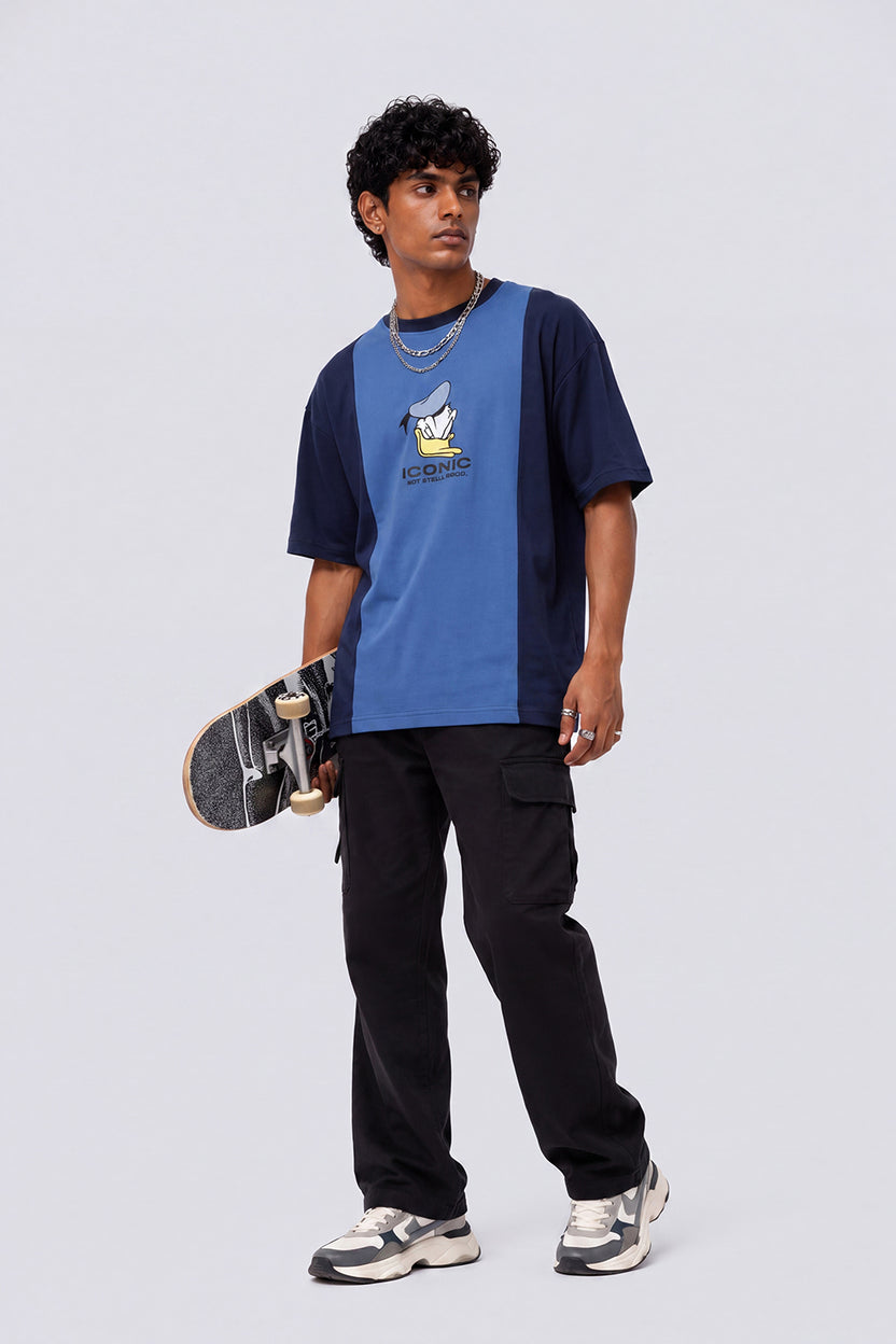 Mens Regular Fit Blue Colourblocked T-Shirt - Image 6