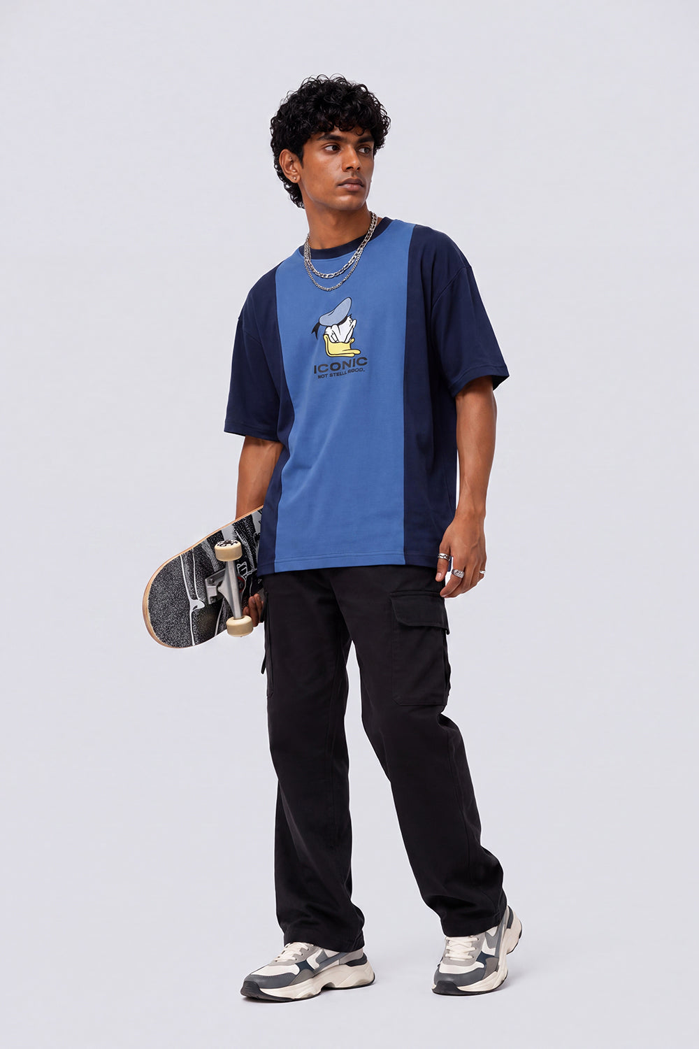 Mens Regular Fit Blue Colourblocked T-Shirt - Image 6