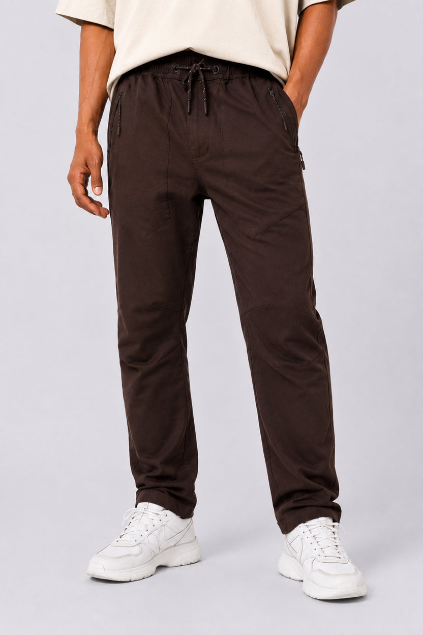Mens Regular Fit Brown Drawstring Trouser - Image 2