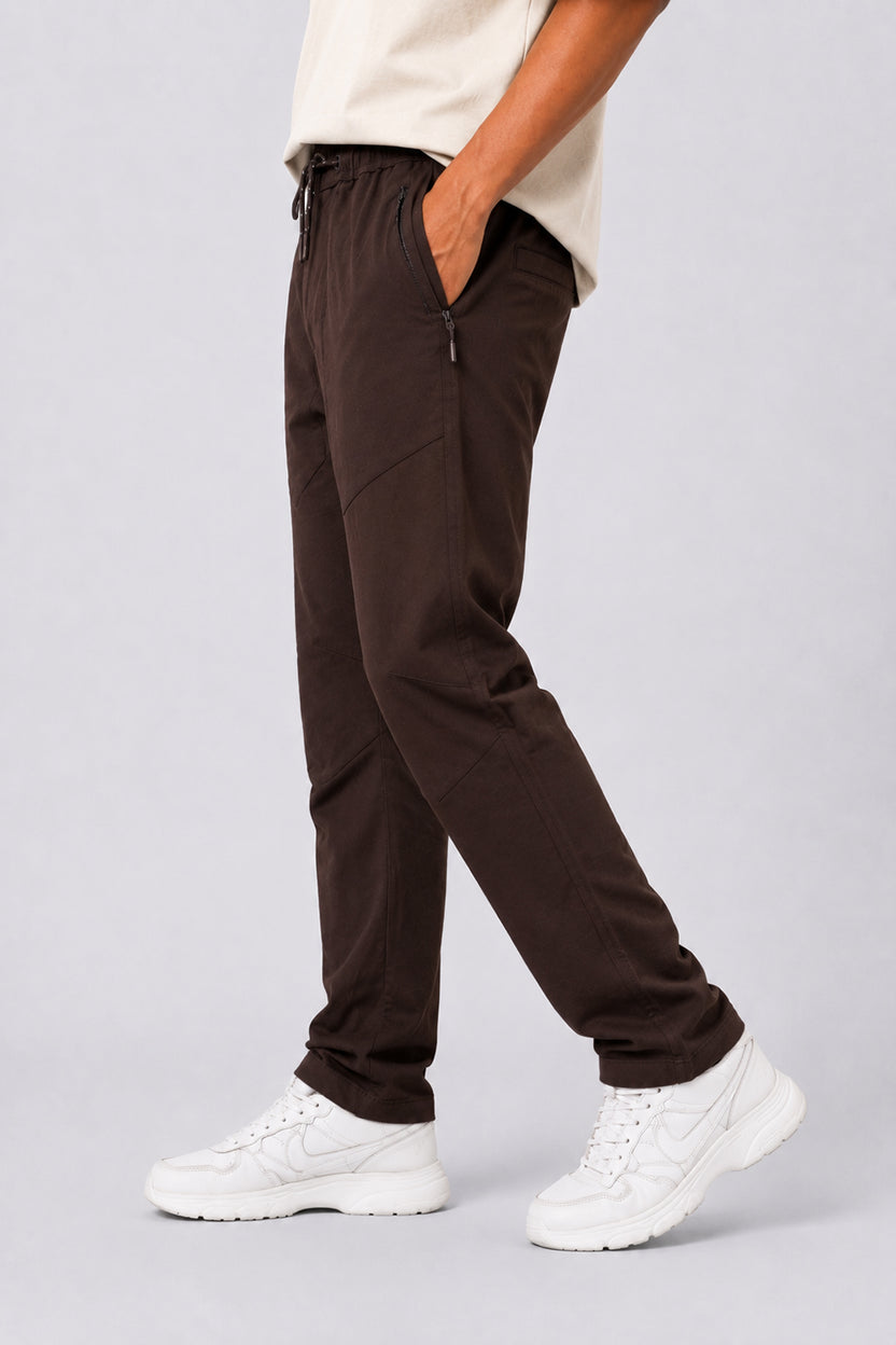 Mens Regular Fit Brown Drawstring Trouser - Image 4
