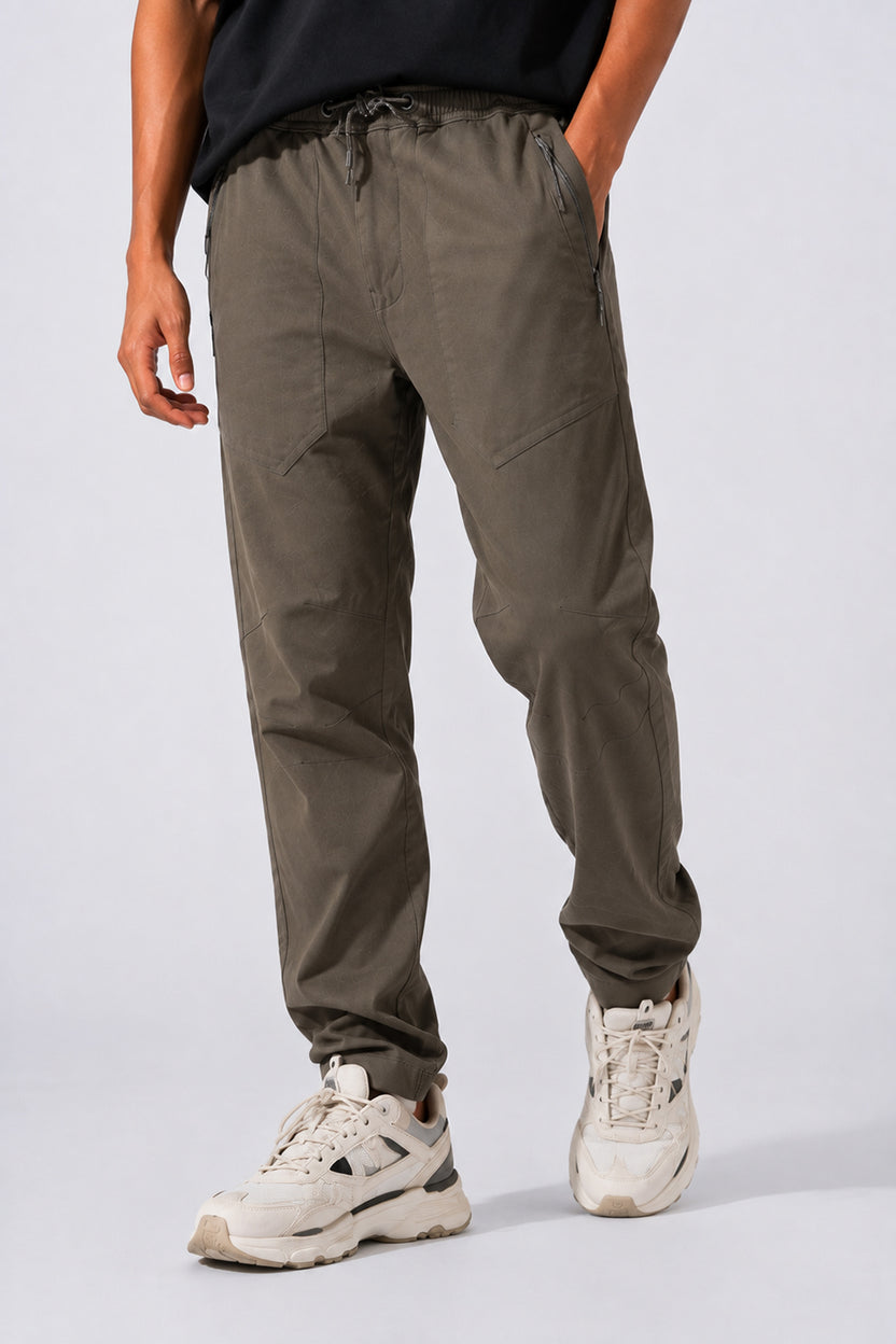 Mens Regular Fit Olive Drawstring Trouser - Image 2