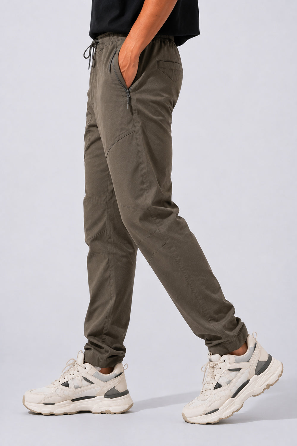 Mens Regular Fit Olive Drawstring Trouser - Image 4