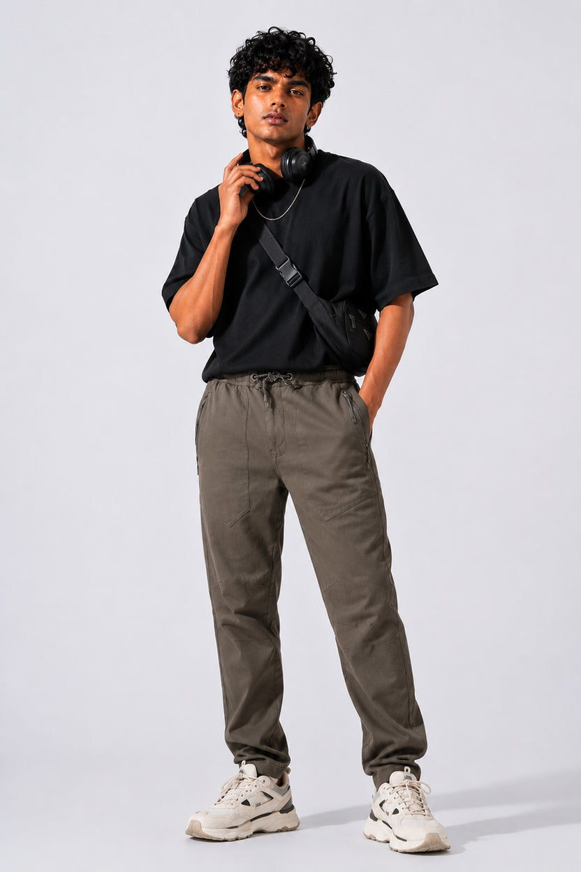 Mens Regular Fit Olive Drawstring Trouser - Image 6