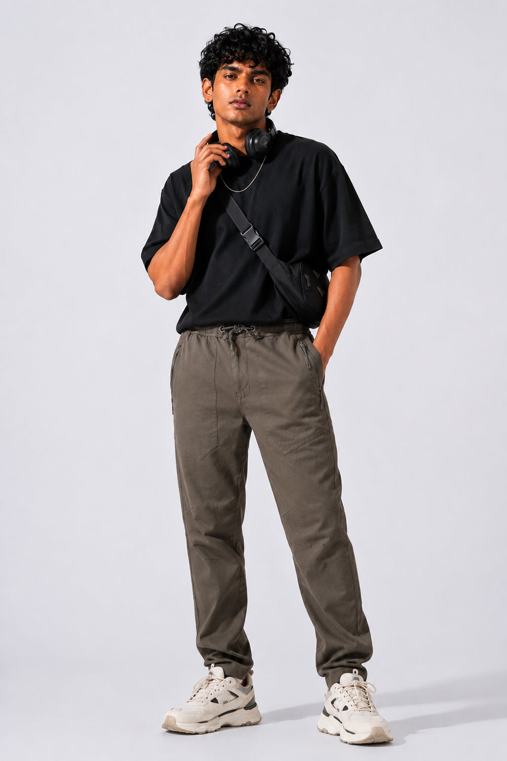 Mens Regular Fit Olive Drawstring Trouser - Image 6