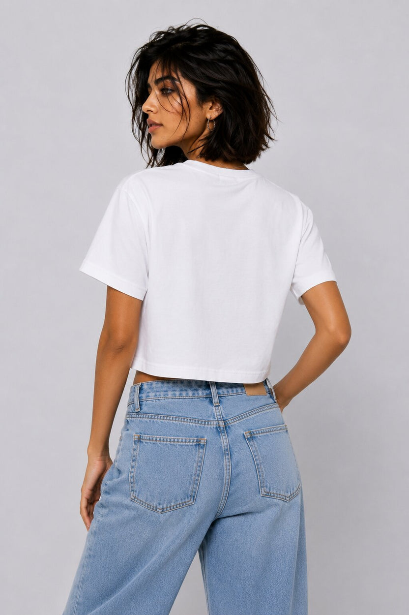 Womens White California Graphic Crop T-Shirt - Image 5