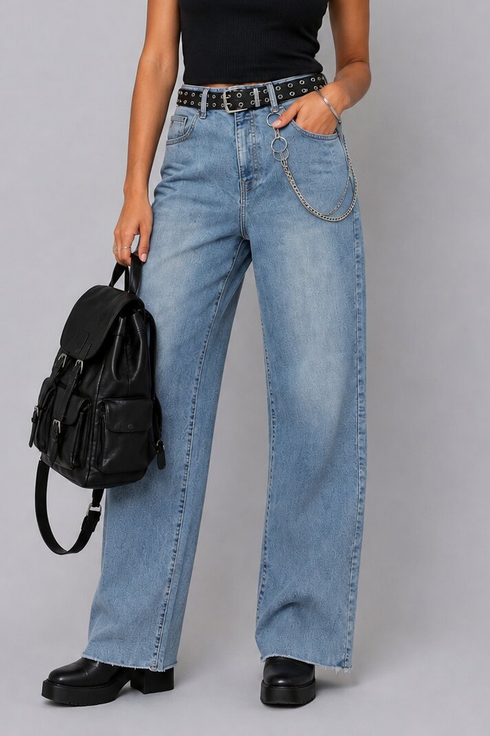 Womens Straight Fit Light Blue Solid Jeans - Image 1