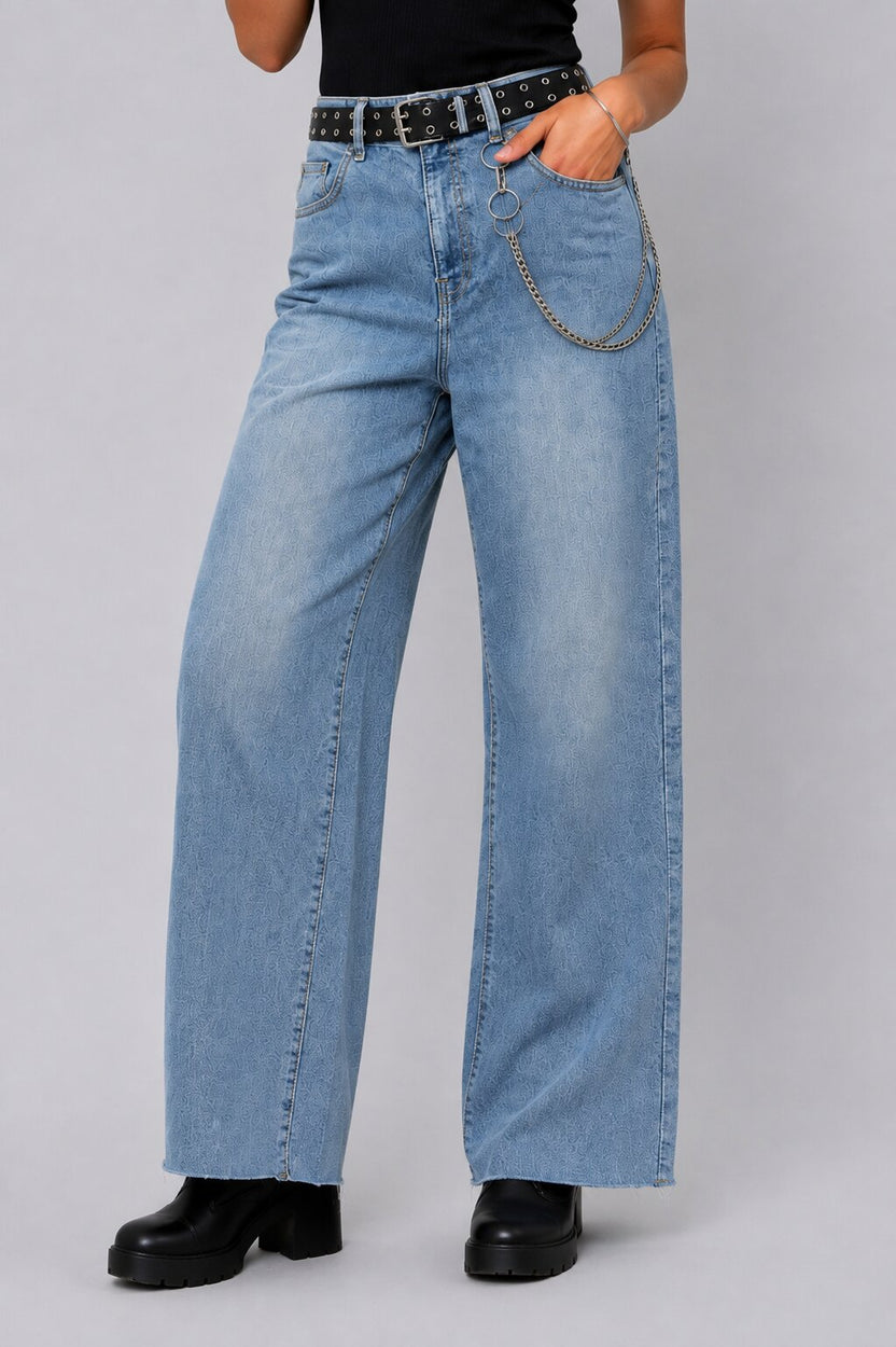 Womens Straight Fit Light Blue Solid Jeans - Image 2