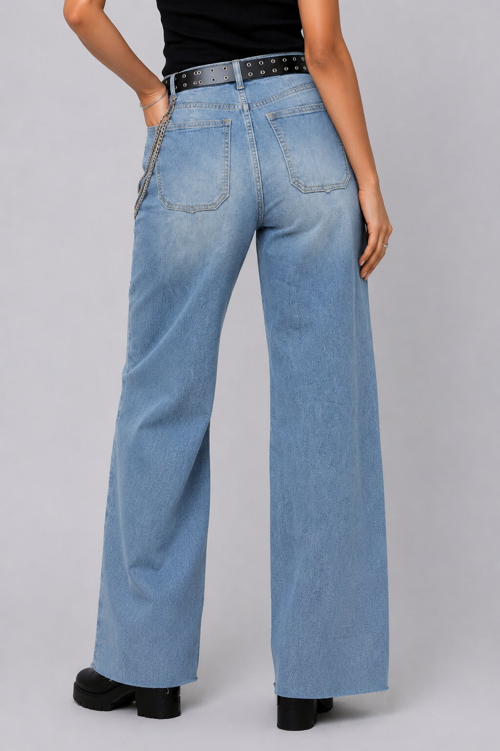 Womens Straight Fit Light Blue Solid Jeans - Image 5