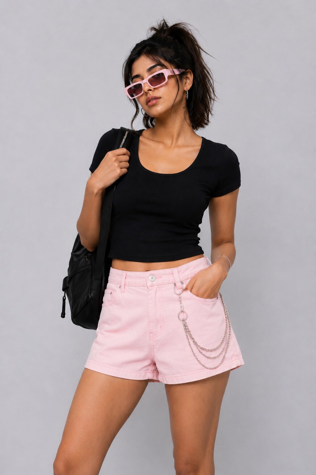 Womens Ribbed Scoop Neck Crop T-Shirt - Image 1