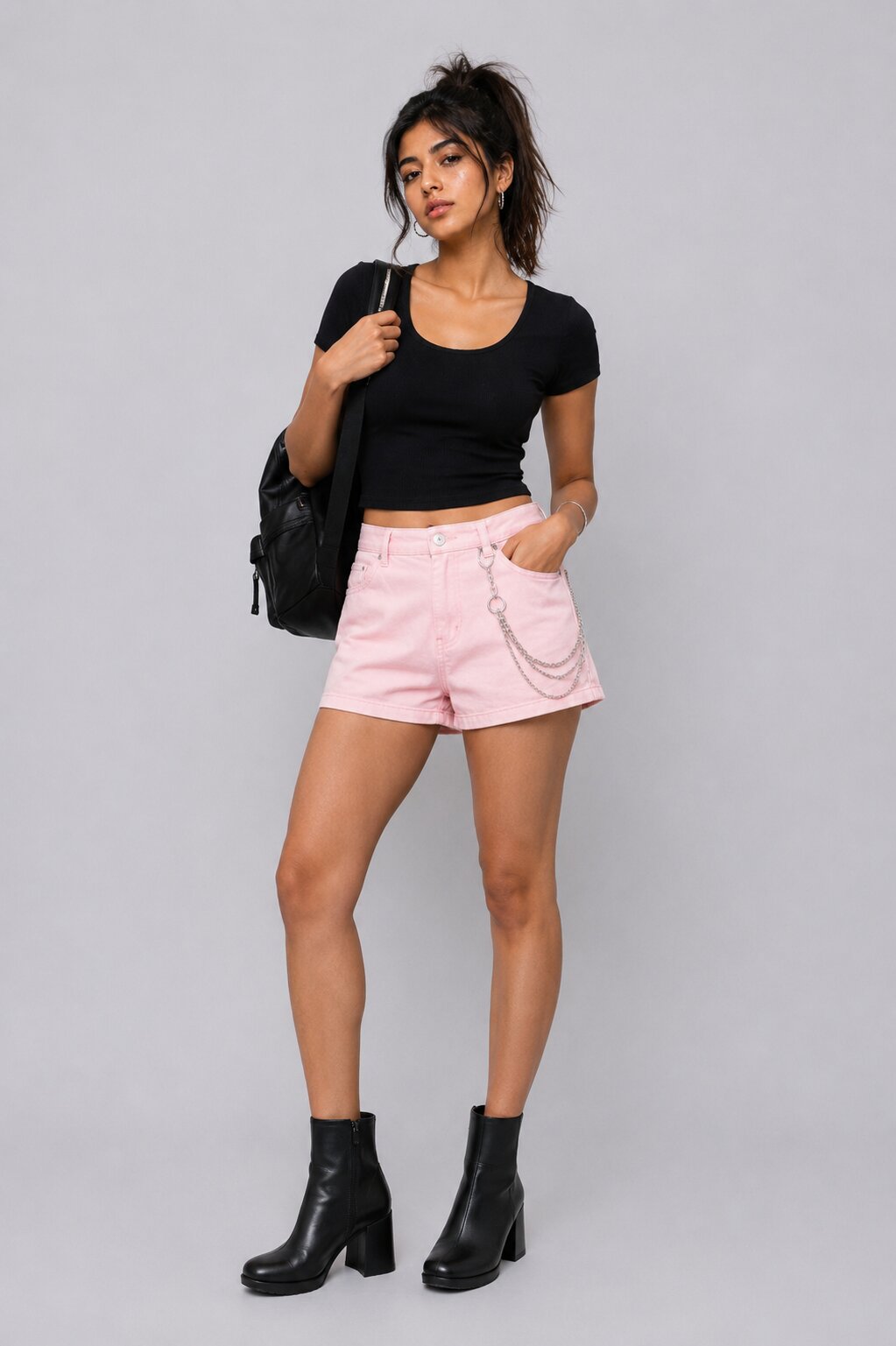Womens Ribbed Scoop Neck Crop T-Shirt - Image 6