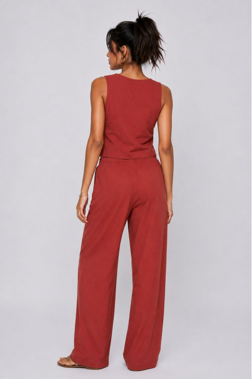 Womens Regular Fit Rust Solid Co-ord Set - Image 5