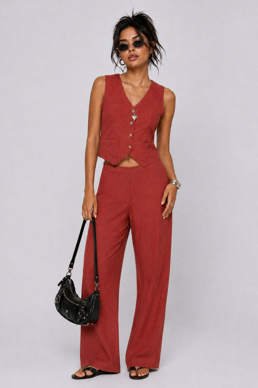 Womens Regular Fit Rust Solid Co-ord Set - Image 6