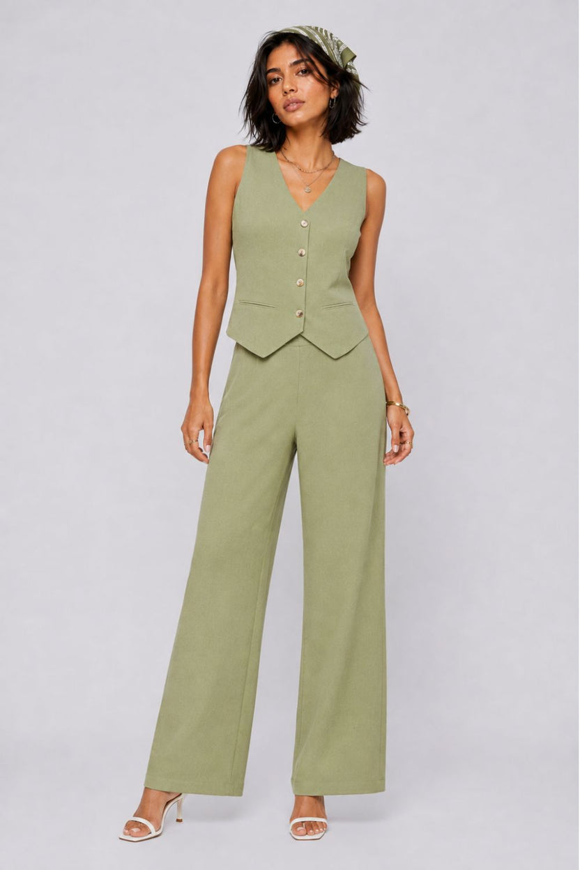 Womens Regular Fit Green Solid Co-ord Set - Image 2