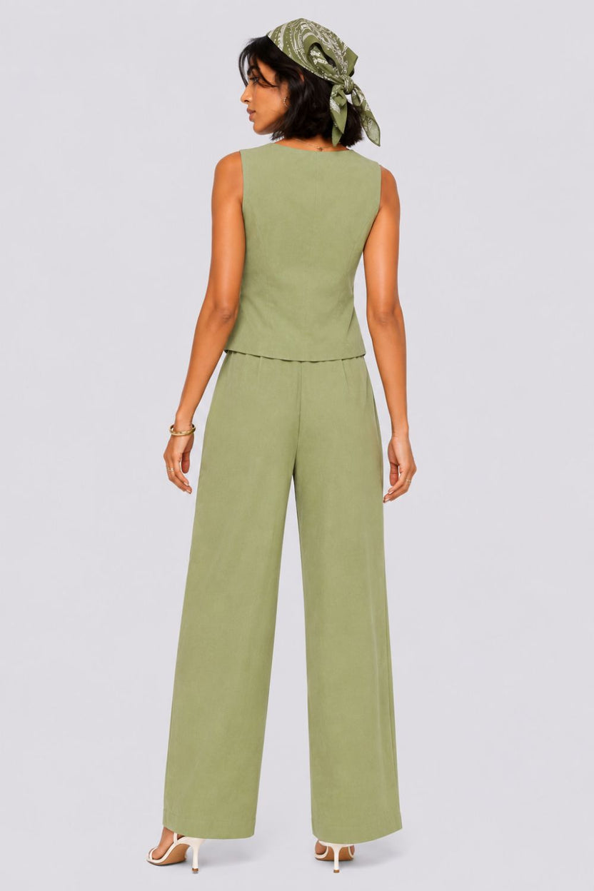 Womens Regular Fit Green Solid Co-ord Set - Image 5
