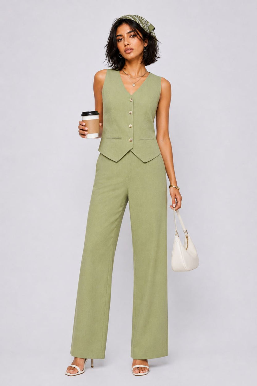 Womens Regular Fit Green Solid Co-ord Set - Image 6
